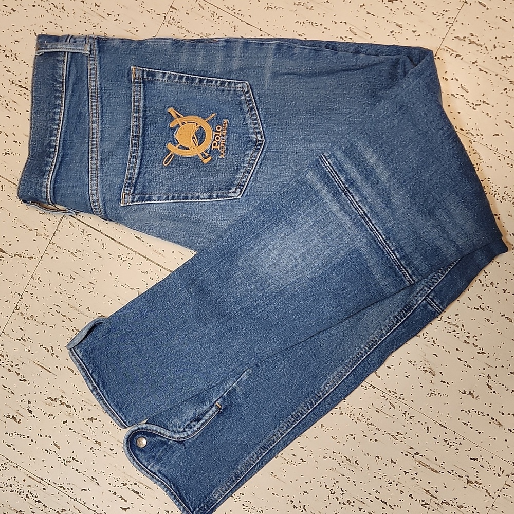 Polo Ralph Lauren Blue Embroidered Logo 5 Pocket Jod Ankle Skinny Jeans